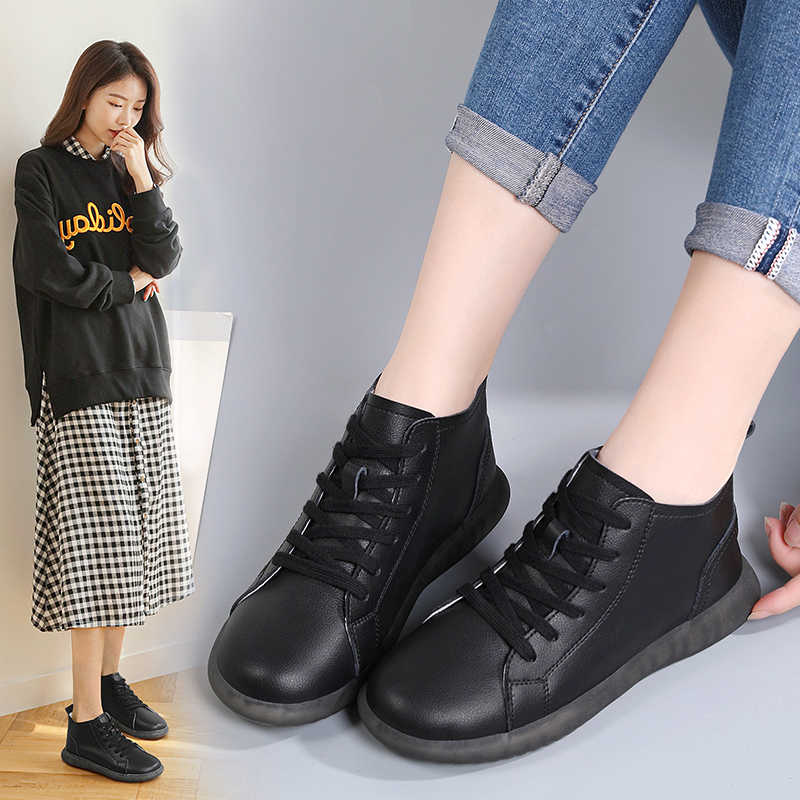 Legitimate Leather Fall Women Plus Size Boots Training Lace-up Sneakers Cosplay Shoes Sports Tenismasculine Lowest Price