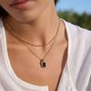 GEMCHIC Women's Vintage Ins Stainless Steel Black Onyx Square Pendant Necklace Titanium Steel Plated 18K Gold Light Luxury Choker