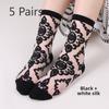 5 Pairs Women's Spring/summer Crystal Silk Midtube Women's Socks Fashion Thin Glass Silk Women's Socks
