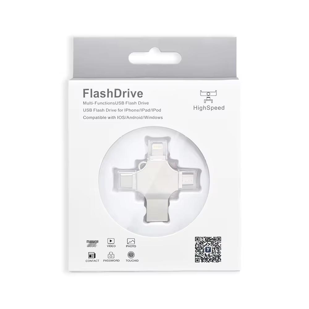 Compatible High-Speed 4-in-1 USB Interface for Apple & Android (64GB, 128GB, 256GB, 512GB, 1TB)