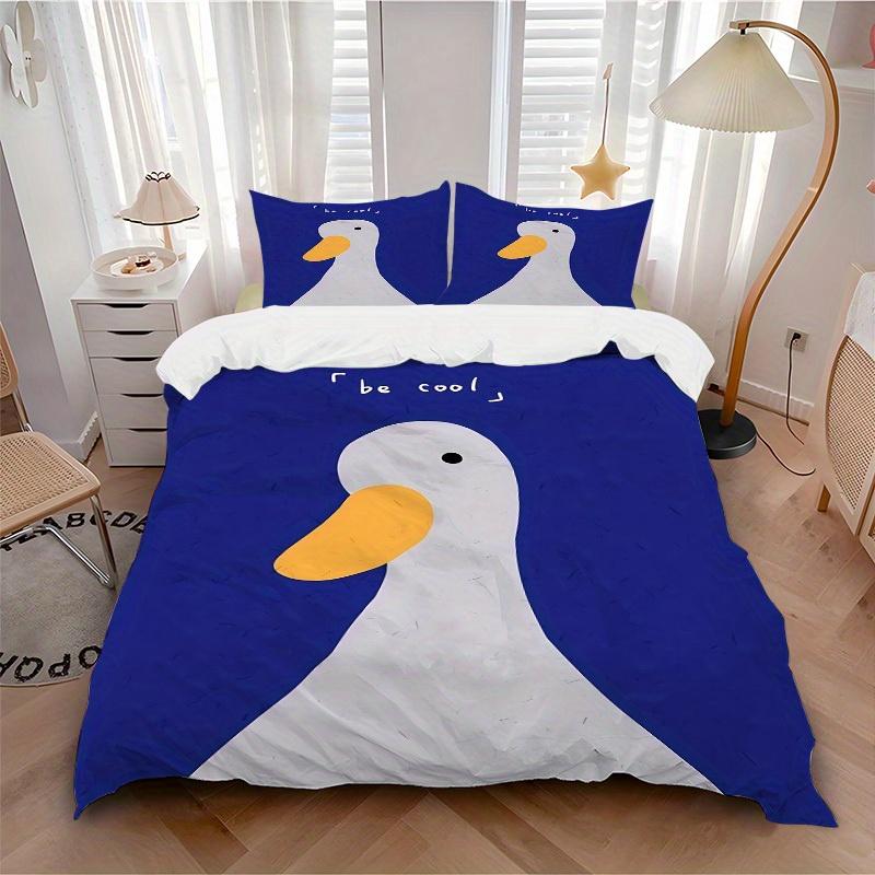 

3pcs Duck BeCool print bedding quilt cover, soft and comfortable quilt cover suitable for bedroom and guest room168 135x200cm