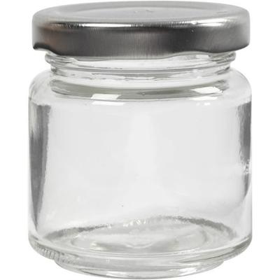 Glass Jar - 55907 - Transparent - Screw Lid - Silvery Metal