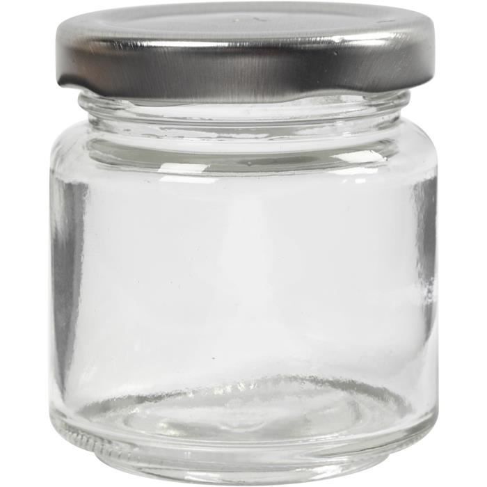 Clear Glass Jar with Silver Metal Screw Lid. Ref 55907