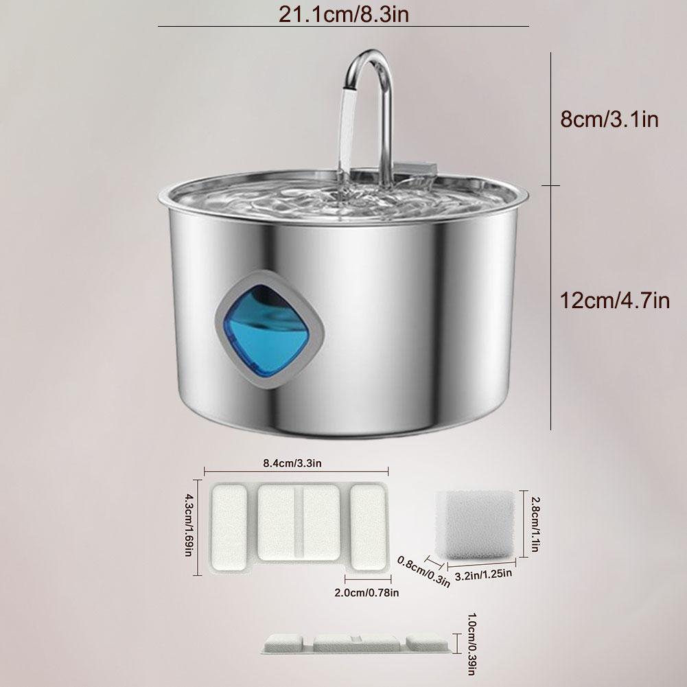 Automatic Pet Water Fountain Bowl with 2-Pack Replaceable Filters Filtered Water Fountain for Pet Dispenser Supplies Accessories