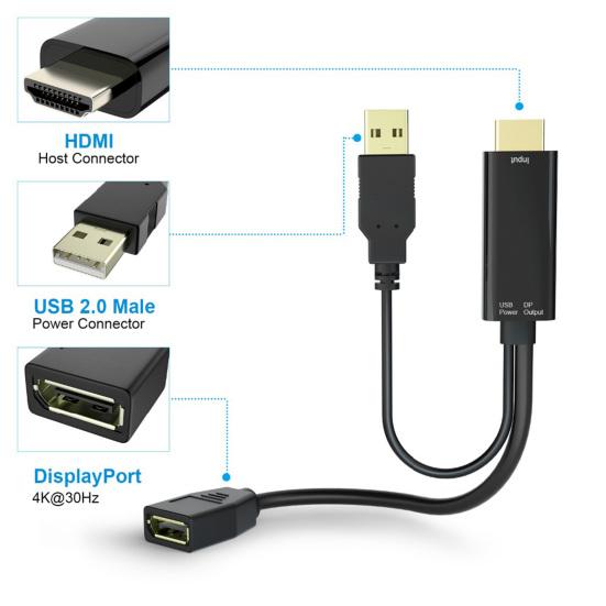 4K USB Powered HDMI-compatible Male To DP Display Port Female Converter Adapter Devices
