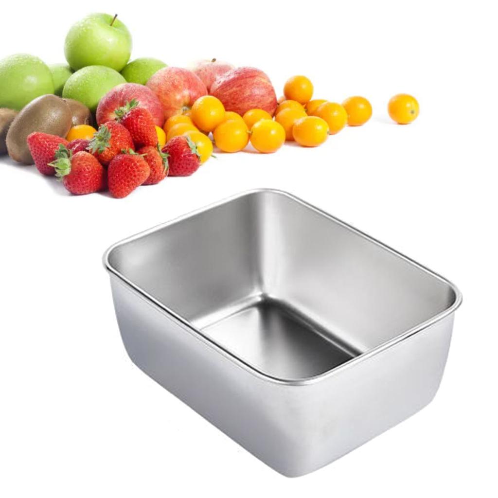 304 Stainless Steel Tray Dish Plate Rectangle Food Storage Container for Fruit Vegetables