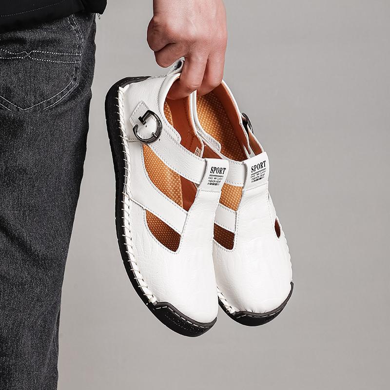Fashion Mens Sandals Leather Summer Beach Casual Sandals Male Non-Slip Soft Comfortable Outdoor Shoes High Quality Man Sandals