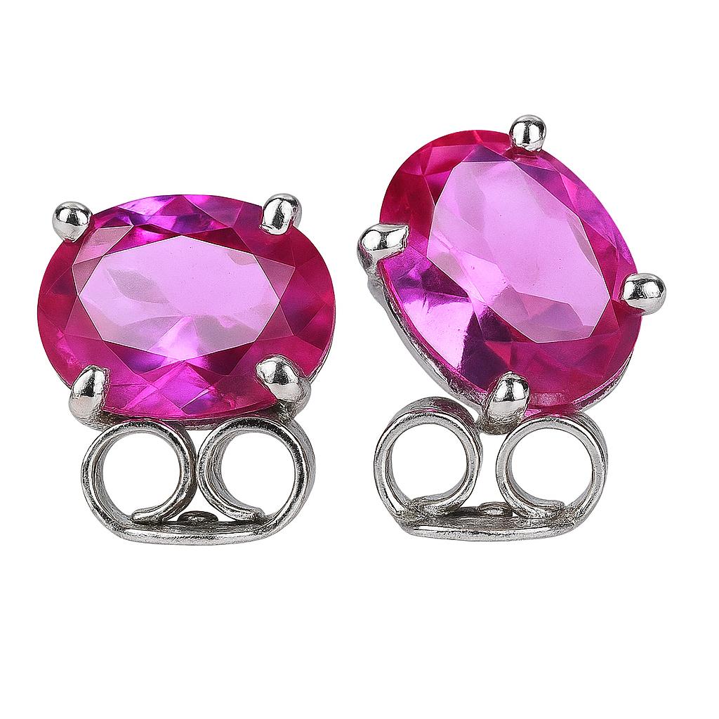 Natural Certified 15.33 Ct Loose Gemstone 925 Sterling Silver Pink Ruby Earrings