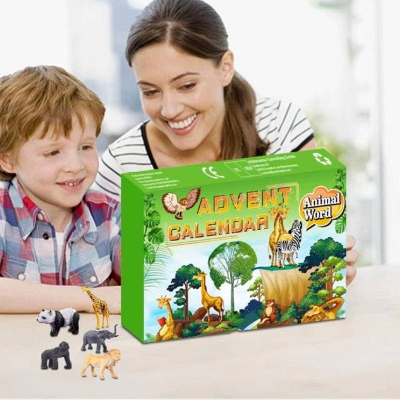 Calendar de Advent de Crăciun cu Animale din Lume Cutie Surpriză Pentru Cadou de Ziua de Naștere pentru Copii