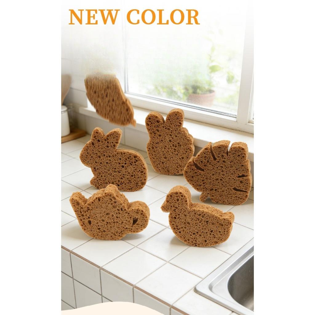 Natural Wood Pulp Cotton Dishwashing Sponge Brown Series Kitchen Hanging Cleaning Cloth Brown Wood Natural Cleaning Brush
