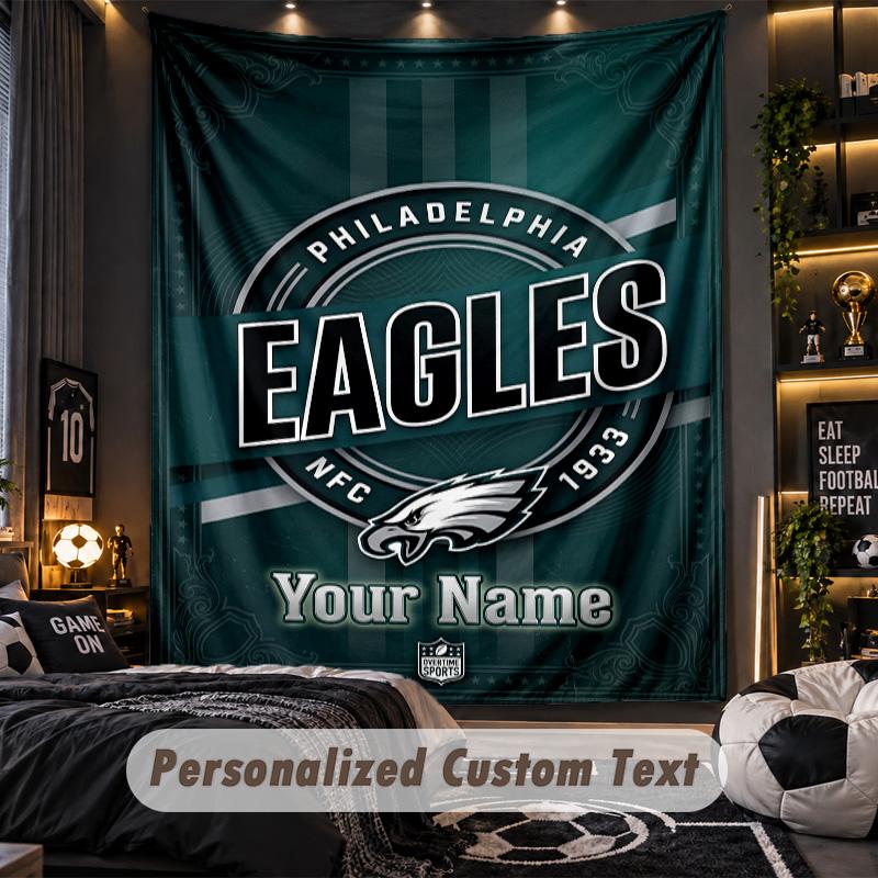 TapestryPhiladelphia Eagles Custom Name Text Personalized Wall Hanging Tapestry Home Wall Decor