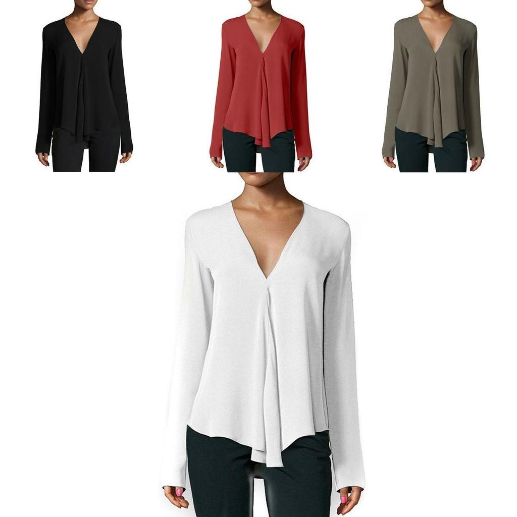 Elegantes Damen Sommer Freizeit Langarm Locker Chiffon T-Shirt Bluse Für Alle Größen