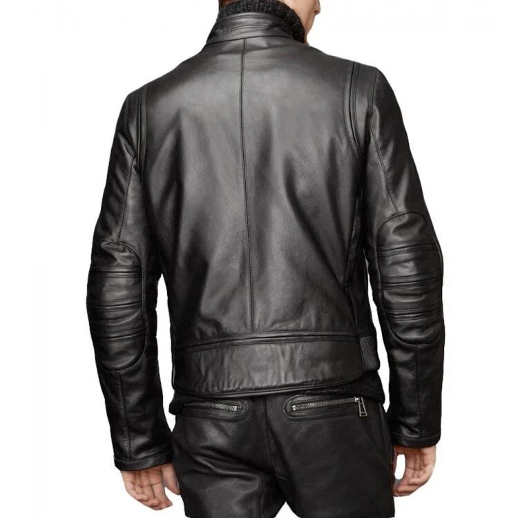 Handmade Fashionable Men's Jacket Black Leather Genuine Lambskin Stylish Biker Casual Wear