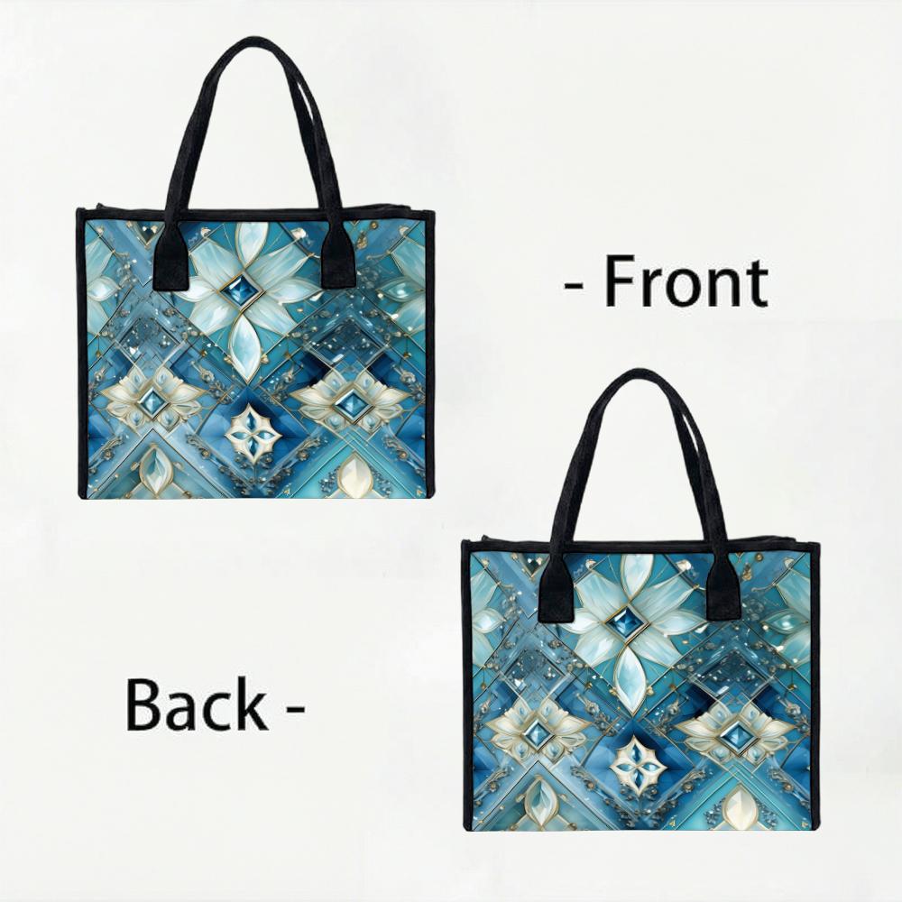 Elegant Geometric Pattern Tote Bag Fashion Daily Use Large Capacity Shoulder Handbag