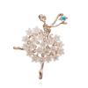 Europe and America Cross Border Fashion Character Brooch Creative Dancing Girl Pearl Rhinestone Painting Oil Brooch Easiest for Match JN Accessories