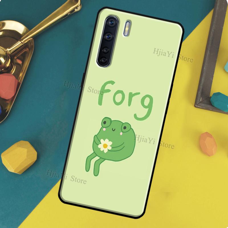 Cute Cartoon Frog Case For OPPO A96 A76 A16 A94 A74 A54 A77 A17 A16 A52 A72 A91 A93 A5 A9 A31 A53 A57s Cover