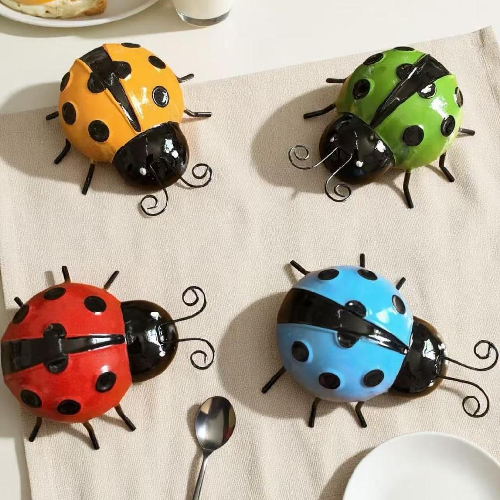 Wrought Iron Ladybug Garden Fence & Wall Hanging Decoration