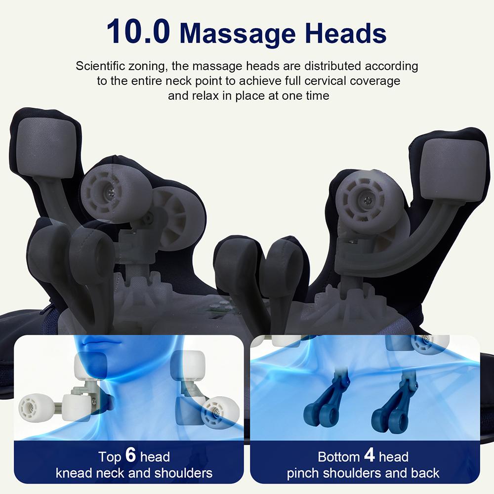 10-Heads Strong Hand Pinching Neck And Shoulder Massager Wireless Trapezius Back Waist Neck Cervical Kneading Massage Shawl