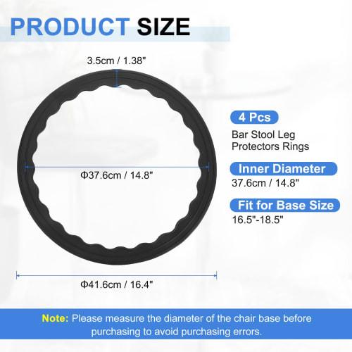 uxcell Set of 4 Bar Stool Leg Protector Rings for 16.5" to 18.5" Round Base Pads, Non-Slip Silicone Chair Leg Floor Protectors, Protect Wood Floors Wi