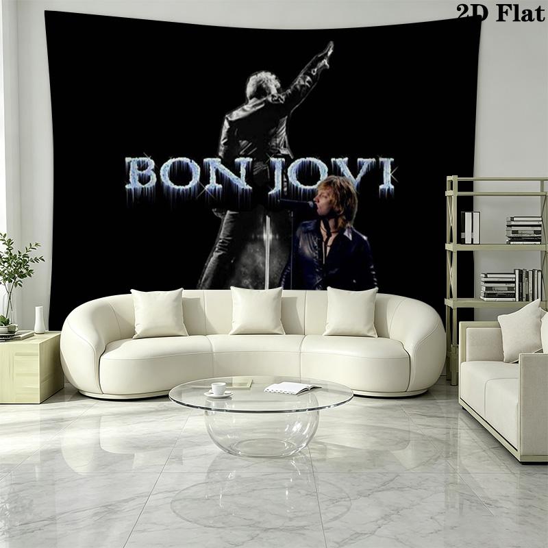 Bon Jovi Band Wall Tapestry Aesthetic Wall Hanging Printed Fabric Blanket Decorative Tapestries for Bedroom Living Room Home Decor
