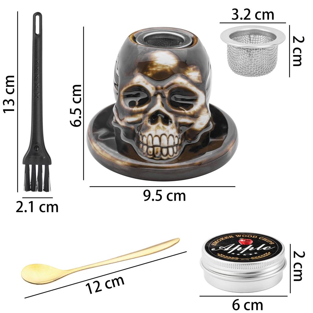 Skull Smoker Set, Cocktail Smoker, Ceramic Whiskey Smoker