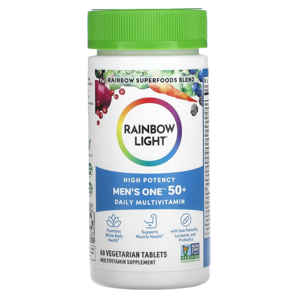 Rainbow Light Men's One 50+ Daily Multivitamin Vegetarian Tablets, 60 Count