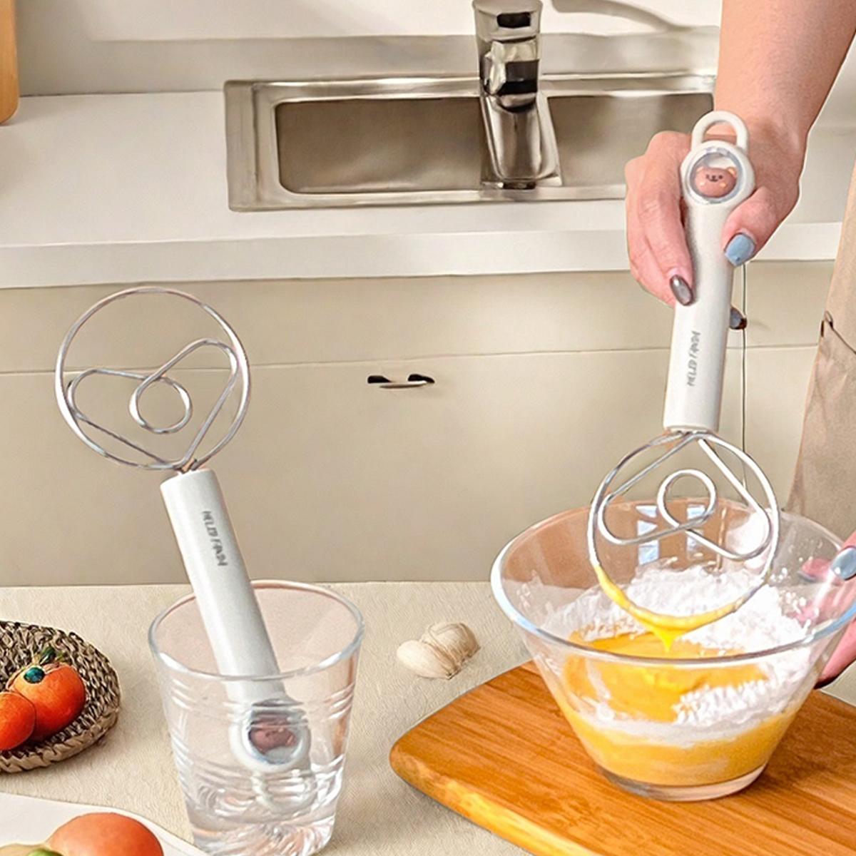 

WORTHBUY New 304 Stainless Steel Dough Mixer With Cute Handle Manual Mixing Tool Dough Whisk Egg Beater Blender Kitchen Utensil