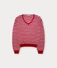 Sseomweeobeoteo Pokey Stripe V-Neck Knit - Red