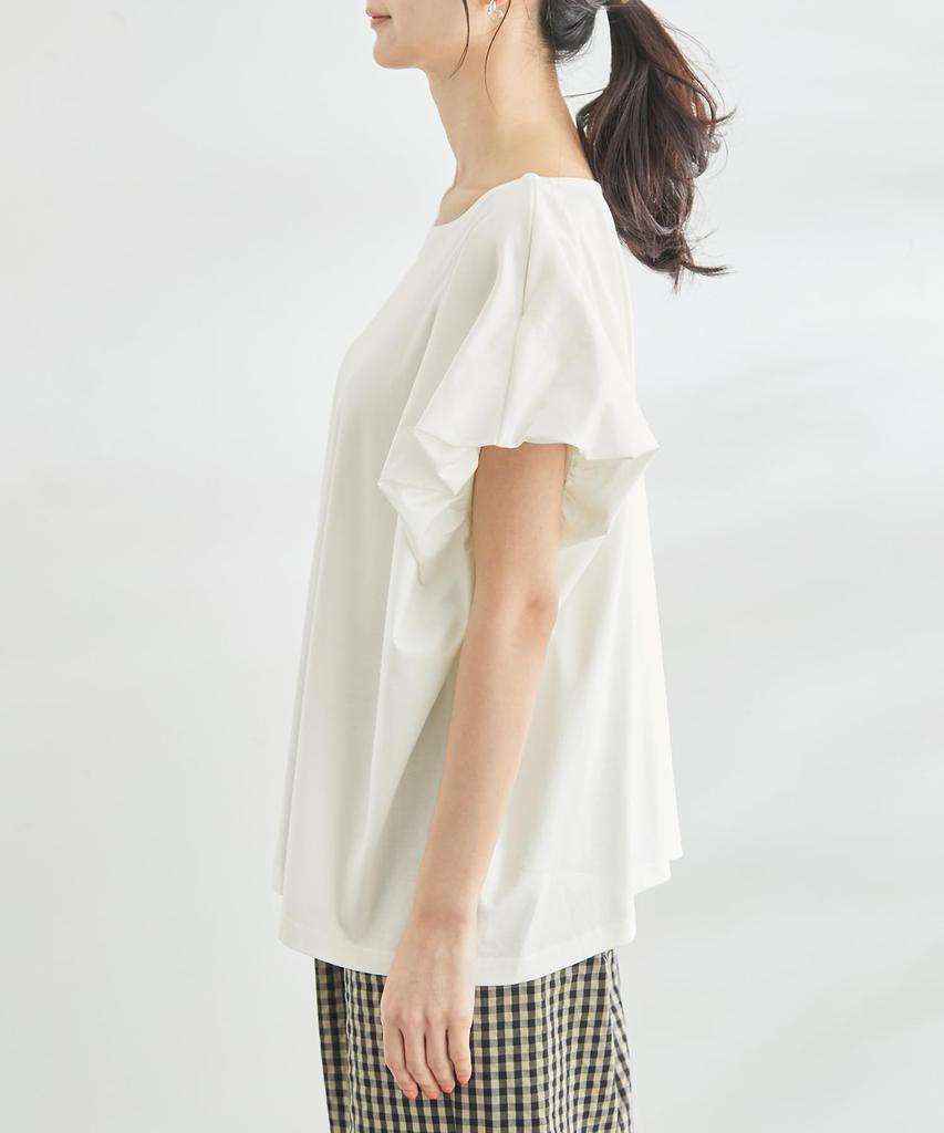 ROPE PICNIC Puff Sleeve Mercerized Pullover Top in Beige Women's (Size 28)