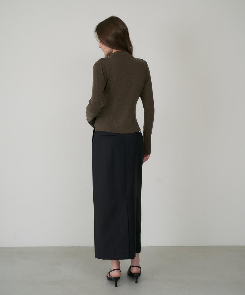 DEHEVE Wool Mock-Neck Wrap Long Sleeve [Khaki]