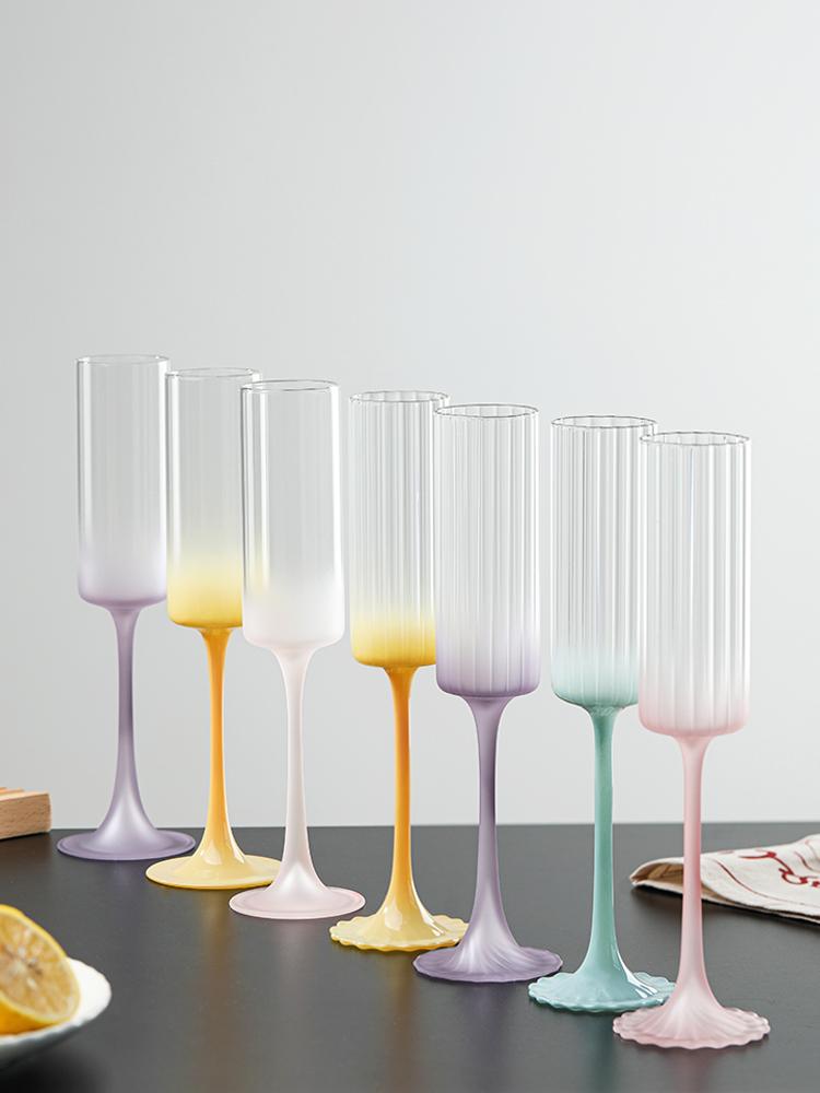 Multicolor Champagne Flute Tall Glass Light Drinking Glass Sparkling Wine Glass Glass Cup Sweet Wine Glass Housewarming Gif