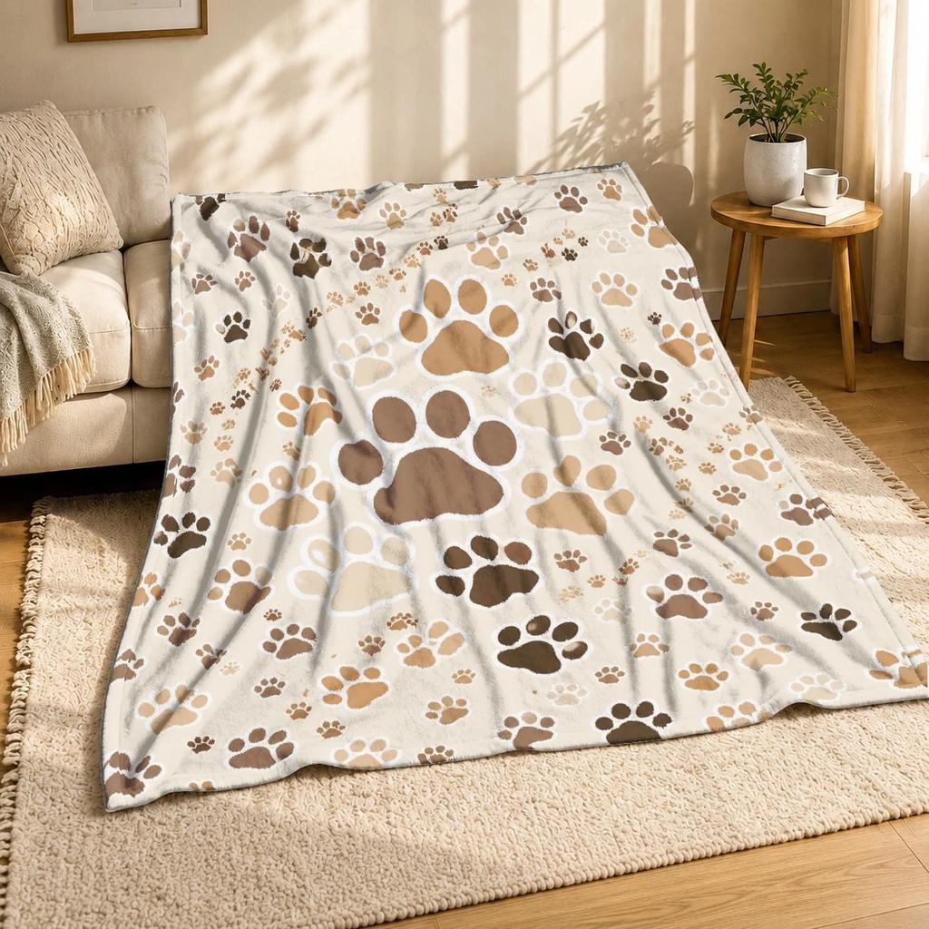 Neutral Paw Coral Fleece Blanket Pet Decor