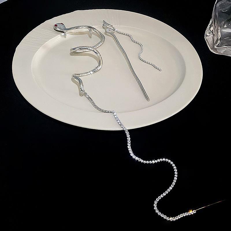Vintage Diamant Schlange Form Fringe Haarnadel Disk Haarstab Haar Stäbchen Für Frauen Punk Schmuck Zubehör Geschenk