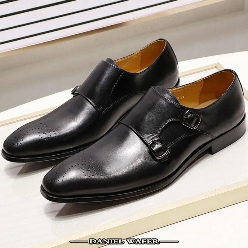 Fashion Luxury Mens Casual Shoes Elegant Office Business Wedding Dress Formal Shoe Comfortable Double Monk Strap Slip on Loafers for Men