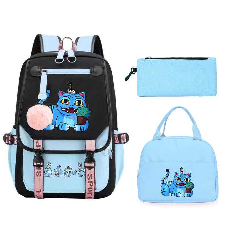 Animation Cartoon Printing Large Capacity Lightweight Student Schoolbag Children'S Leisure Backpack Three-Piece Set