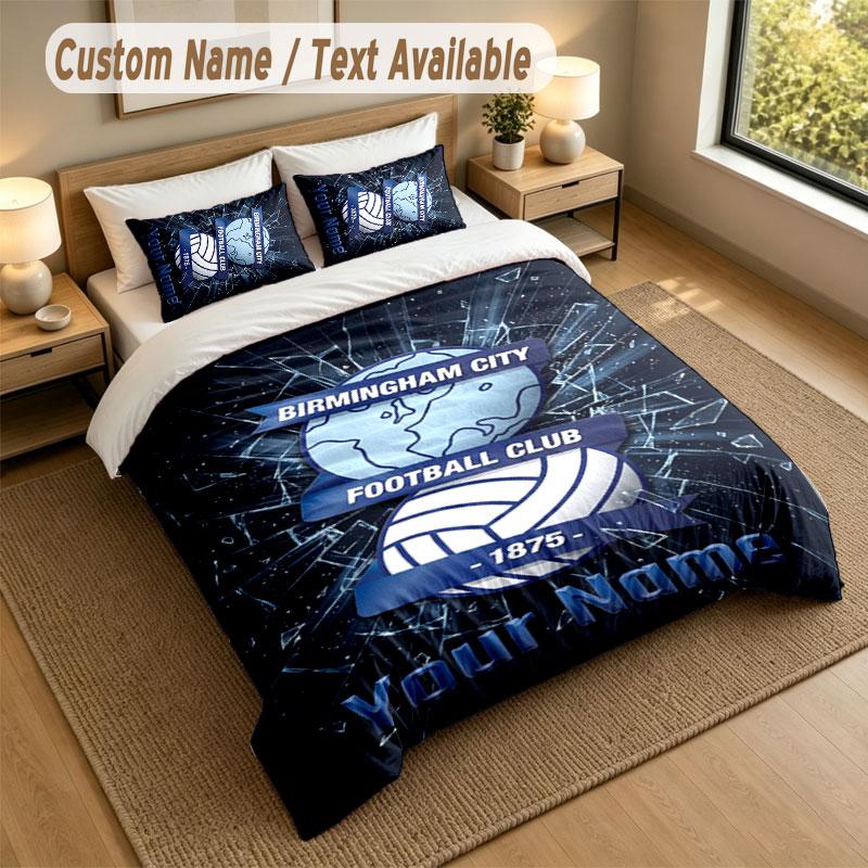 Bedding Set 1 Duvet Cover 2 Pillowcases BIRMINGHAM CITY Football Print Soft Bed Linen Bedroom Decor