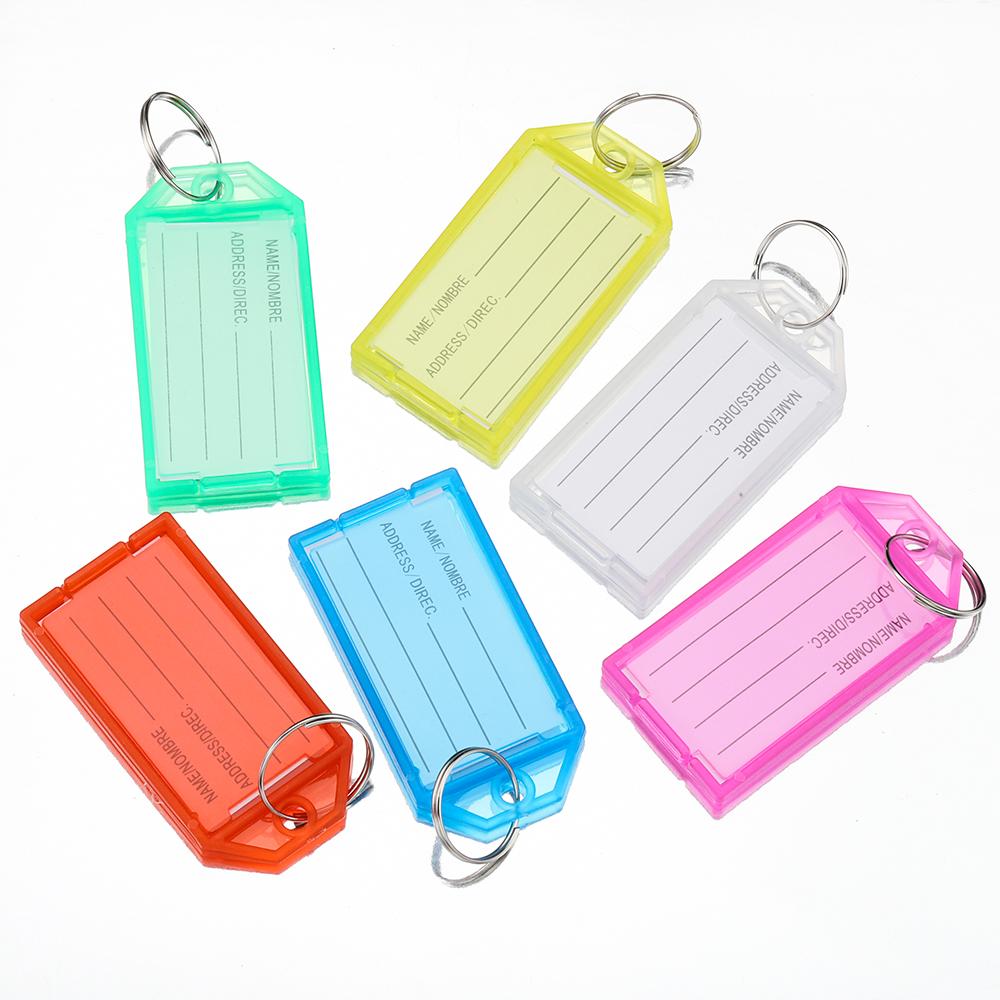 10pcs Plastic Key Tags With Flap Label Window Strong Split Ring For Diy Id Keychain Luggage Backpack Car Keys Identification Tag