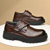 Casual Leather Shoes Men's Spring Business Dress Black Thick-soled Heightening Round Head Men's Big Head Leather Shoes