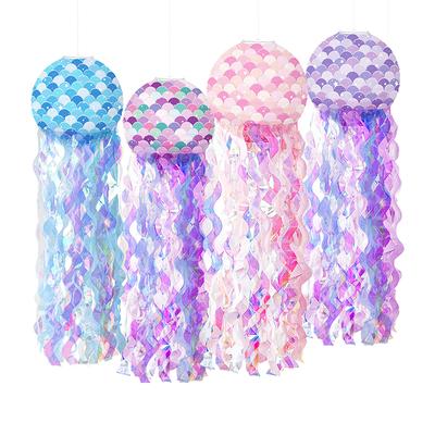 Mermaid Jellyfish Paper Lantern Ocean Themed Lantern Girl Mermaid Jellyfish Birthday Party Decorations Supplies