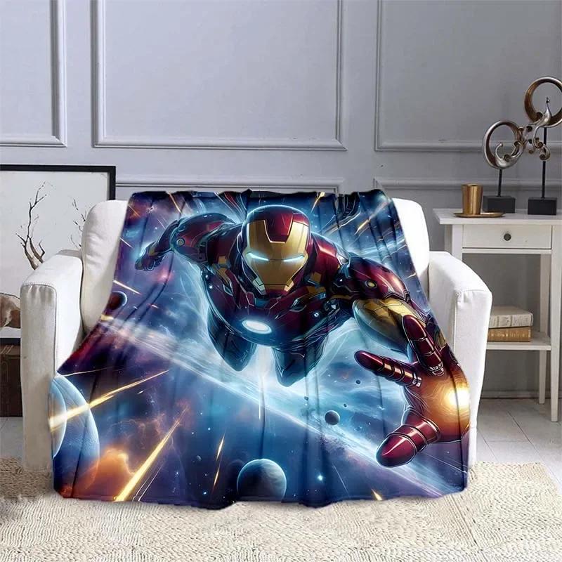 Iron Man Printed Blanket Children Adult Blanket Soft and Warm Bedding for Bed Sofa Outdoor Travel Cover Blanket