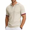Men's Hooded T-Shirt Short Sleeve Contrast Plaid Cuff Drawstring Breathable Casual Pullover Tops Summer Hooded Tees Men