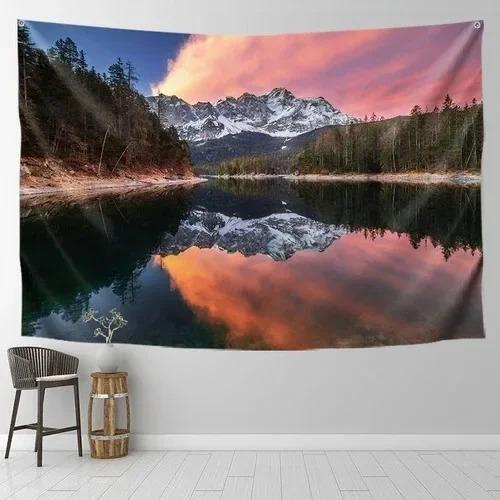 Starry Sky Snow Mountain Background Wall Decoration Tapestry Home Living Room Tapestry