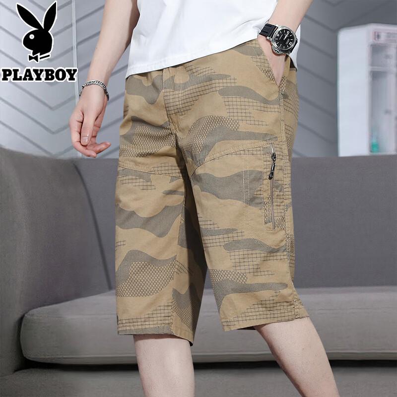 Playboy Men s Summer Thin Cotton Workwear Capri Shorts XL