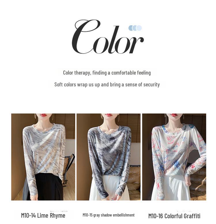 2025 Frühling/Sommer Retro Wasserlöslicher Batik Rundhals Damen Weiches Dünnes T-Shirt