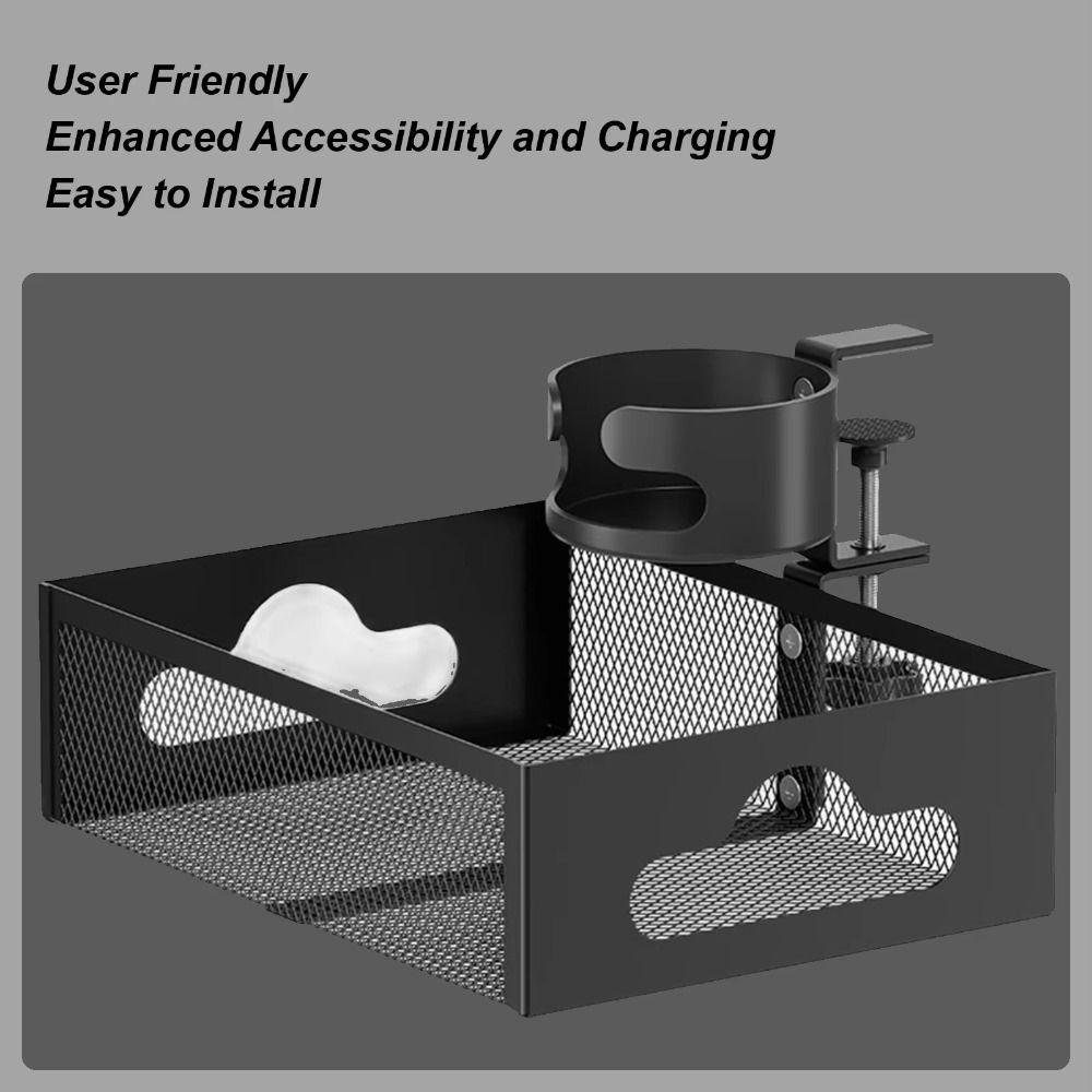 360 Degree Rotating Under Desk Storage Rack Carbon Steel Under Desk Organizer  Home