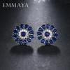 EMMAYA Vintage Stud Earrings Cz Jewelry Pierecing Wedding Earrings With Blue Crystal Brinco Para Noivas