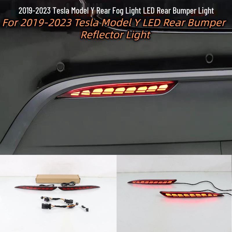 LED Flowing Water Rear Fog Light for 2019-2023 Tesla Model Y