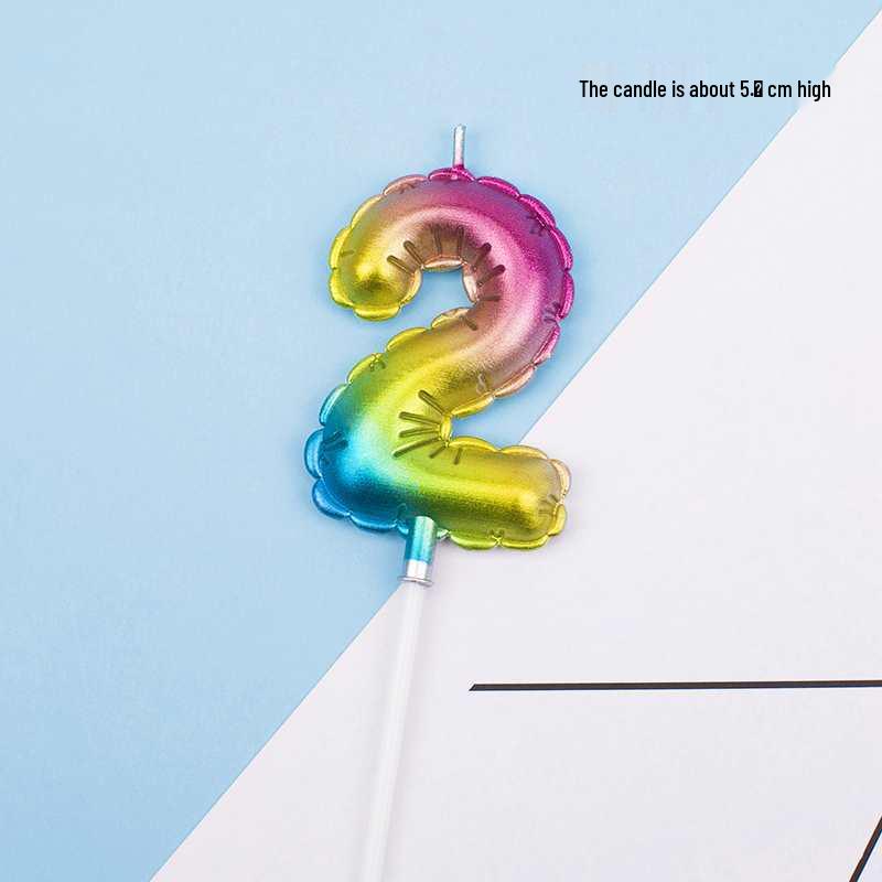 Large Rainbow Laser Number Balloons and Candles for Birthday Cakes and Party Decorations