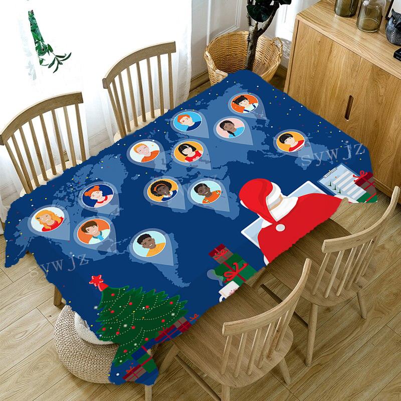 Obrusy świąteczne Prezent od Świętego Mikołaja Wzór Prostokątny obrus Obrus ​​przeciwporostowy Akcesoria do dekoracji kominka