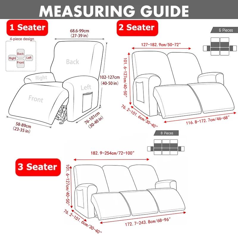 1Seat New Recliner Sofa Cover Split All-inclusive Sofa Covers Dust-proof Solid Color Lounge Armchair Slipcover Living Room Home